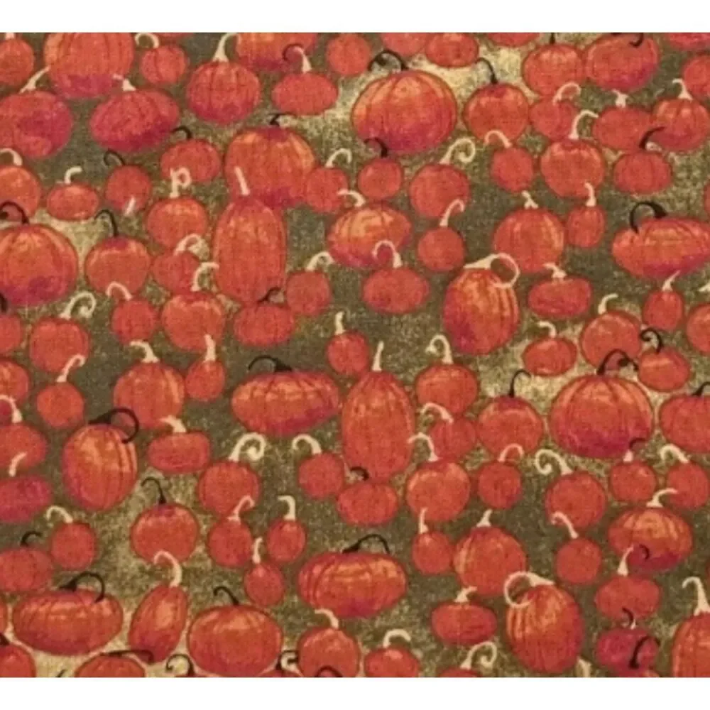 Vtg Concord Fabric Fall Pumpkin Patch Autumn Folk Art Quilting Cotton Sewing BTY